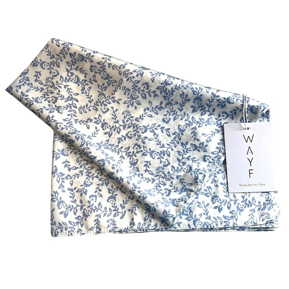 WAYF White & Blue Cornflower Vines Silk Scarf, NWT!